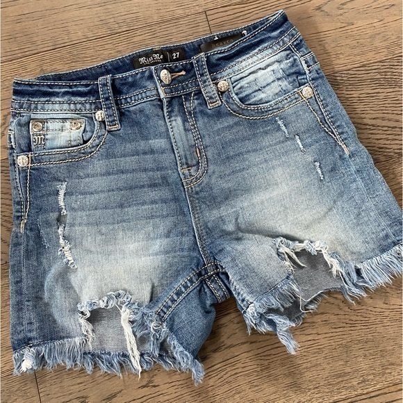 Miss Me Heaven High Rise Distressed Jean Shorts - Picture 1 of 9